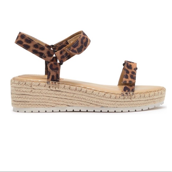 Leopard print adjustable strap espadrille accent Nine West sandals - Picture 2 of 4